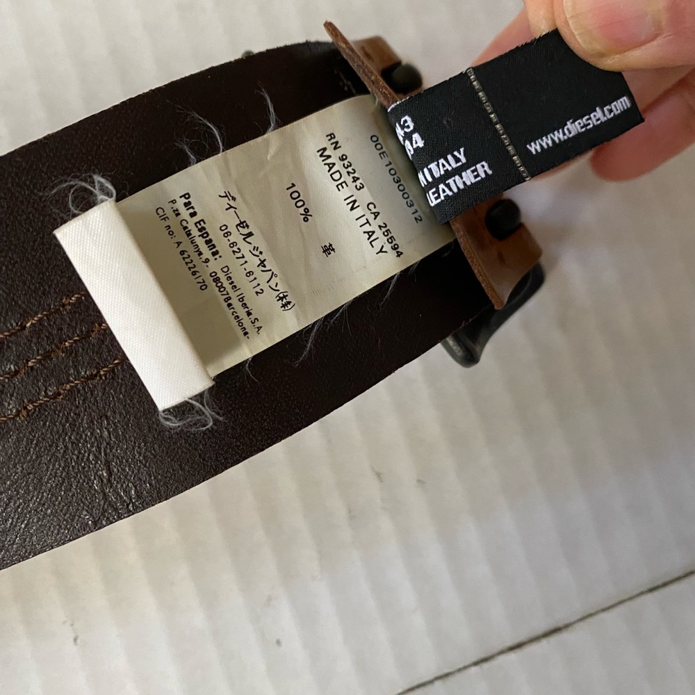 Diesel Threey Vintage Tan Leather Belt Size 34/90 - Picture 10 of 16